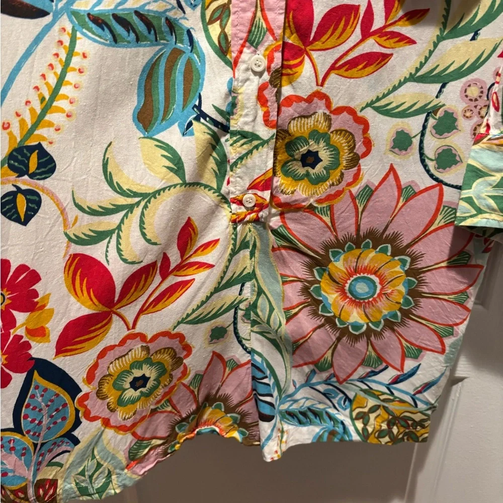 Zara Multicolor Floral Romper Playsuit Viscose Linen Whimsical Colorful size S - Picture 9 of 13